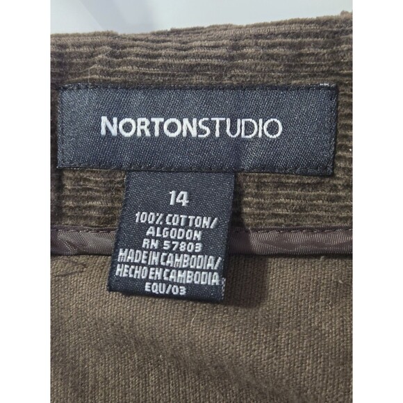 Norton Studio Indie Brown Fall Leaf Embroidered Corduroy Mid Length Skirt Sz 14 - Picture 6 of 9